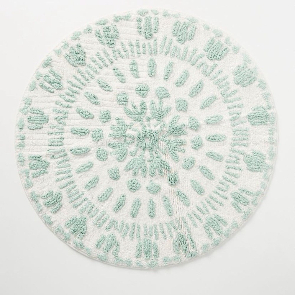 Anthropologie Round Aqua Bath Mat
